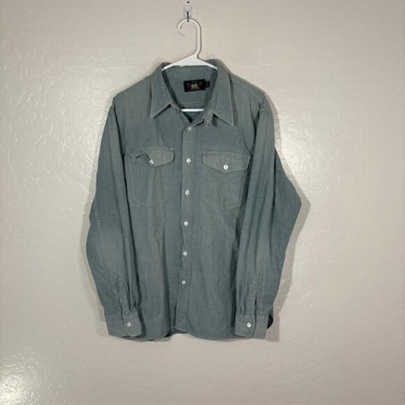 RRL Ralph Lauren Shirt Mens Large Denim Button Up Long Sleeve